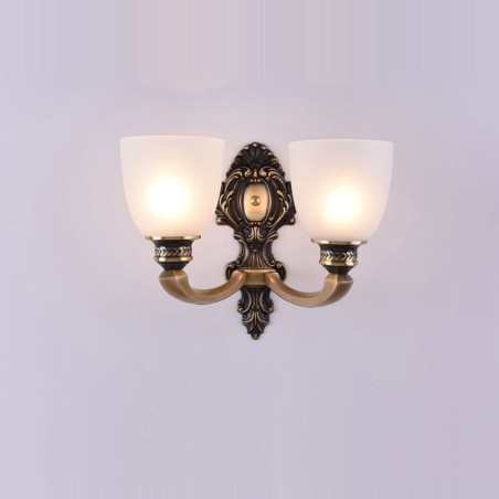 Pure Brass Luxurious Rustic Retro Vintage Brass 2 Light Candle Wall Light with Glass Shades Special for Hotel Office Showroom Living Room Dinning Room Pure Brass Luxurious Rustic Retro Vintage Brass 2 Light Candle Wall Light with Glass Shades Special for Hotel Office Showroom Living Room Dinning Room