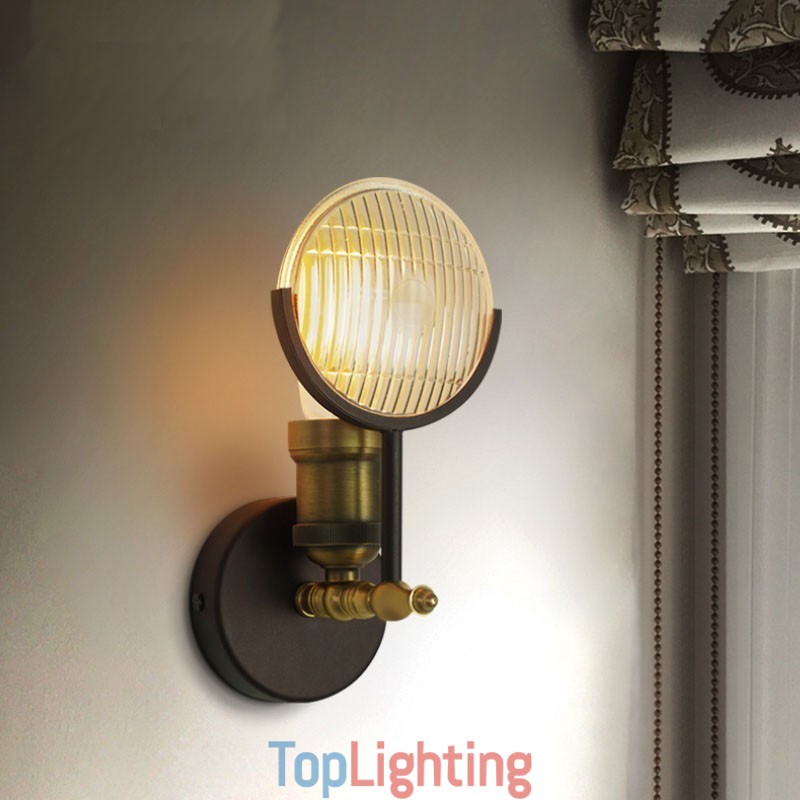 1 Light Rustic Retro Vintage Wall Light with Glass Shade Special for Hotel Office Showroom Living Room Dinning Room