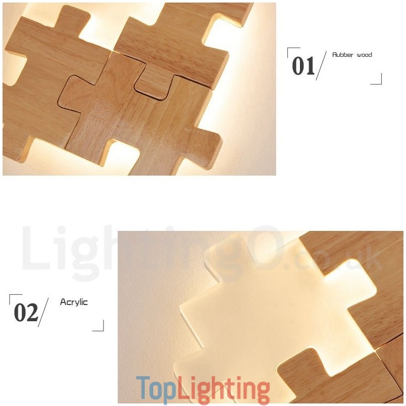 Wooden Wall Sconces with Acrylic Shade Modern Contemporary Wood Bamboo Wall Light