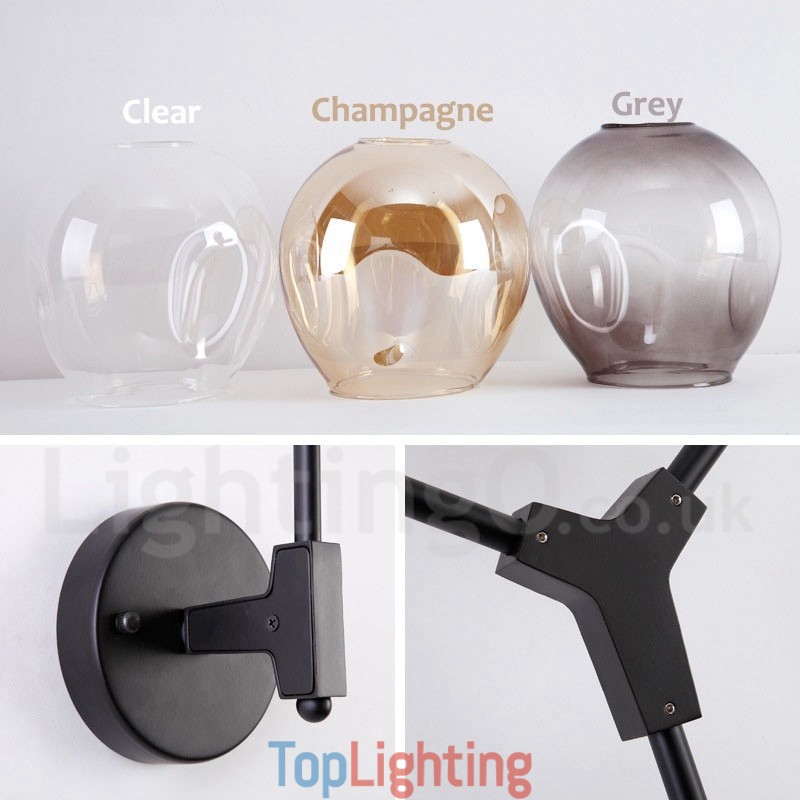 Rustic Retro Vintage Two Light Wall Light with Multi Colours Glass Shade Special for Hotel Office Showroom Living Room Bed Room