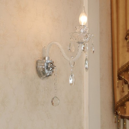 1 Light Matching Crystal Candle Retro Glass Wall Light 1 Light Matching Crystal Candle Retro Glass Wall Light