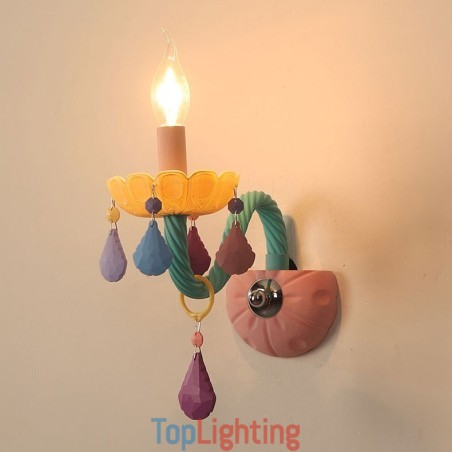 Macaron 1 Light Multi Crystal Candle Retro Glass Wall Light for for Kid's Room Children Bedroom Macaron 1 Light Multi Crystal Candle Retro Glass Wall Light for for Kid's Room Children Bedroom