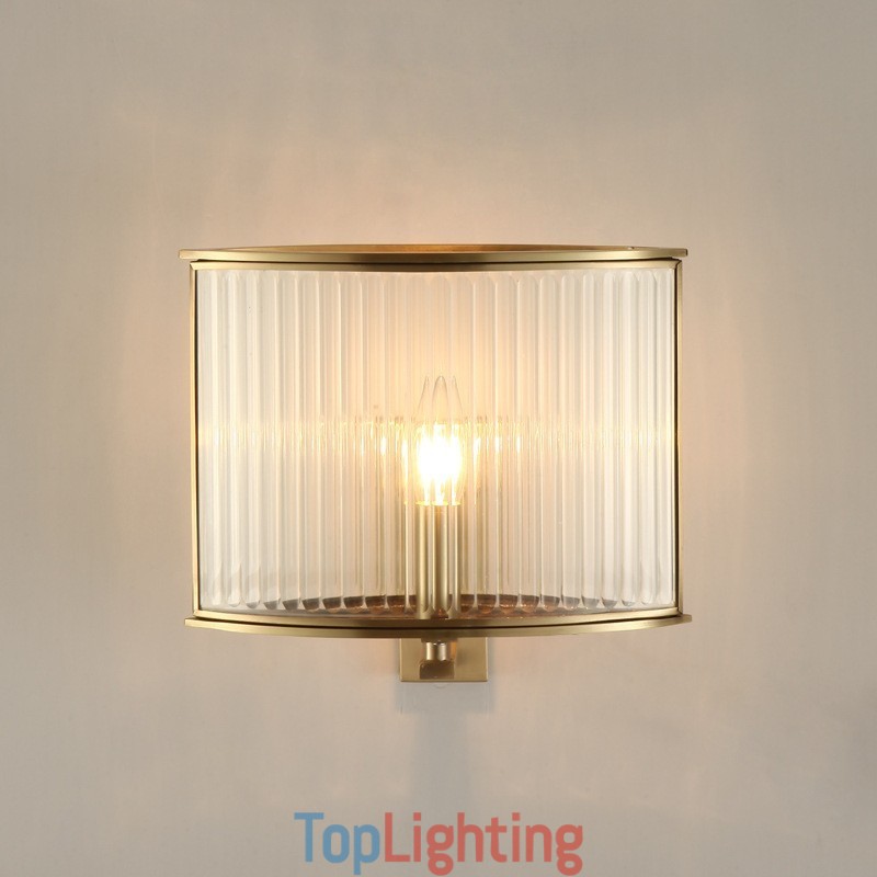 Pure Brass Luxurious Rustic Retro Vintage 1 Light Wall Light with Glass Shade
