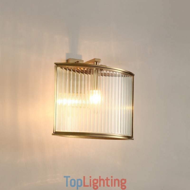 Pure Brass Luxurious Rustic Retro Vintage 1 Light Wall Light with Glass Shade
