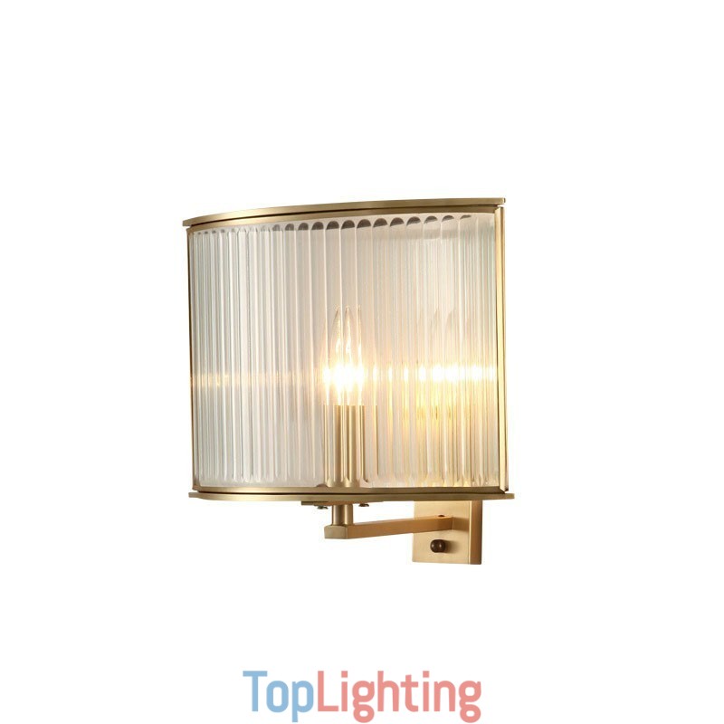 Pure Brass Luxurious Rustic Retro Vintage 1 Light Wall Light with Glass Shade