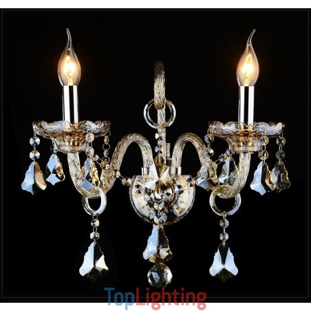2 Light Matching Cognac Color K9 Crystal Candle Retro Glass Wall Light 2 Light Matching Cognac Color K9 Crystal Candle Retro Glass Wall Light