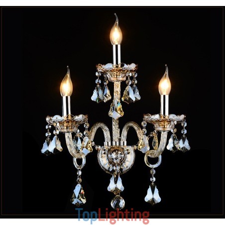 3 Light Matching Cognac Color K9 Crystal Candle Retro Glass Wall Light 3 Light Matching Cognac Color K9 Crystal Candle Retro Glass Wall Light