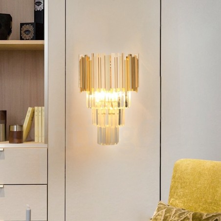 Gold Matching Postmodern Luxury K9 Crystal Wall Light with Crystal Shade Gold Matching Postmodern Luxury K9 Crystal Wall Light with Crystal Shade