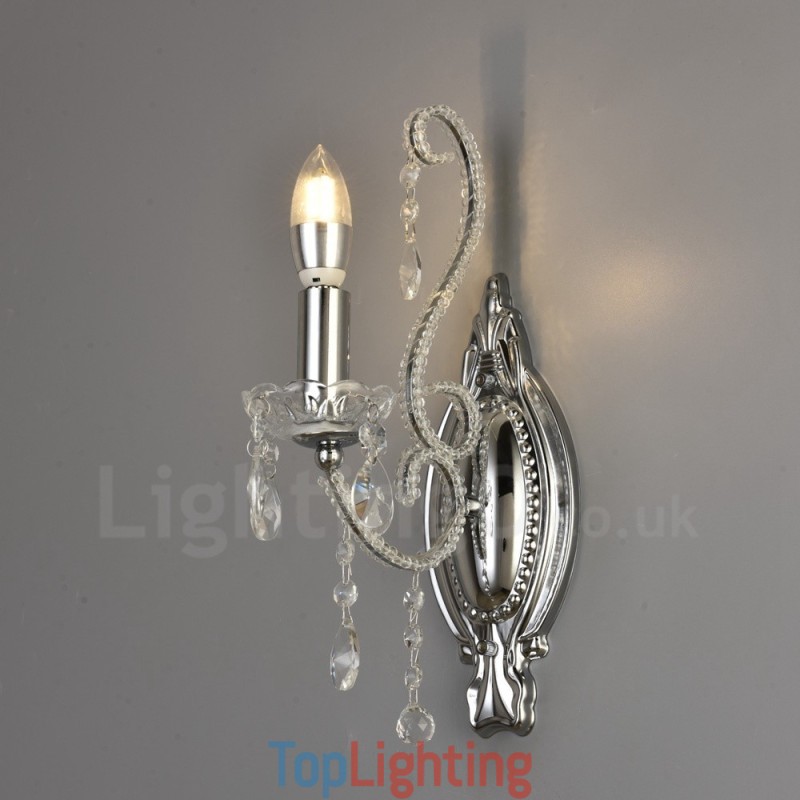 1 Light Gold Black American Style Crystal Wall Light for Living Room Dining Room Clothing Store Coffee Store Hotel