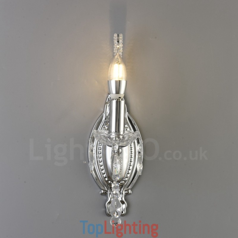 1 Light Gold Black American Style Crystal Wall Light for Living Room Dining Room Clothing Store Coffee Store Hotel