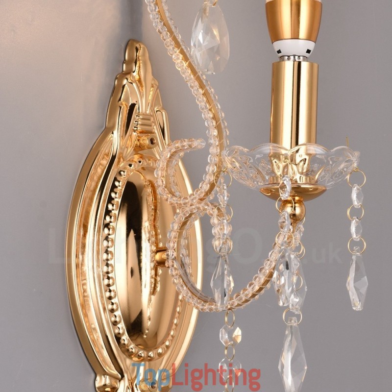 1 Light Gold Black American Style Crystal Wall Light for Living Room Dining Room Clothing Store Coffee Store Hotel