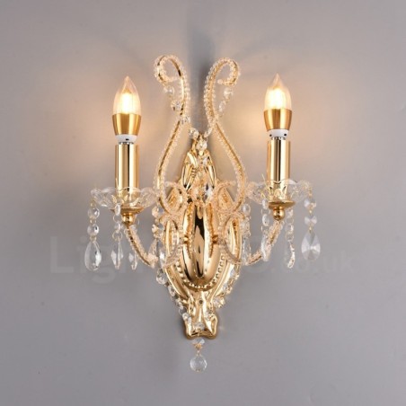 2 Light Gold Black American Style Crystal Wall Light for Living Room Dining Room Clothing Store Coffee Store Hotel 2 Light Gold Black American Style Crystal Wall Light for Living Room Dining Room Clothing Store Coffee Store Hotel
