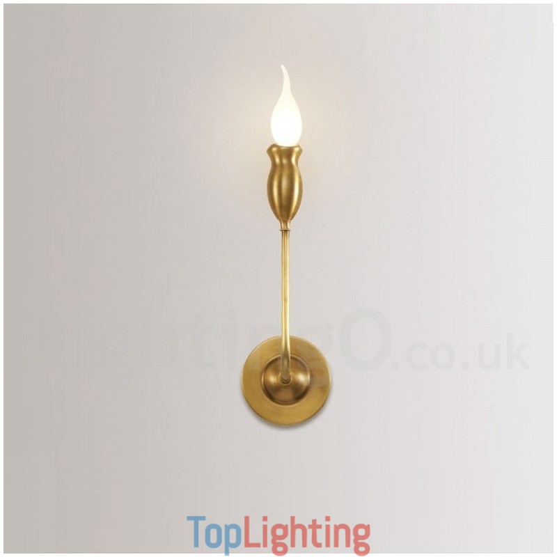 Pure Brass Luxurious Rustic Retro Vintage 1 Light Candle Wall Light Special for Hotel Bedroom Showroom Living Room Dinning Room