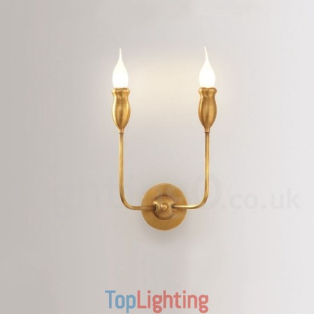Pure Brass Luxurious Rustic Retro Vintage Brass 2 Light Candle Wall Light Special for Hotel Office Showroom Living Room Dinning Room Pure Brass Luxurious Rustic Retro Vintage Brass 2 Light Candle Wall Light Special for Hotel Office Showroom Living Room Dinning Room