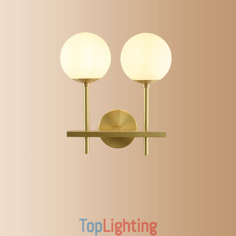 Modern Molecules Bean Wall Light with Ball Glass Shade