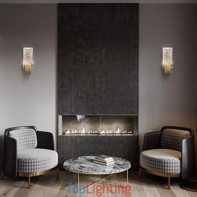 Postmodern Minimalist Living Room Crystal Wall Sconces American Art Bedside Bedroom Study Wall Sconces