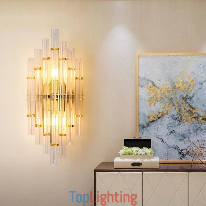 Hotel Light Luxury Crystal Wall Lamp Post modern Personality Living Room Aisle Entrance Backdrop Wall Lamp Bedroom Bedside Decorative Sconces