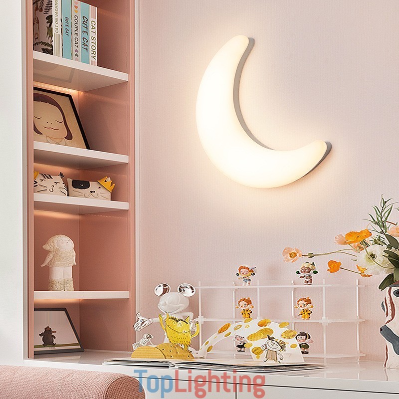 20W Nordic Indoor Moon Shape Children's Room Wall Sconces Ceiling Lights