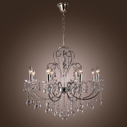 Traditional Classic Crystal Chrome Metal Chandelier