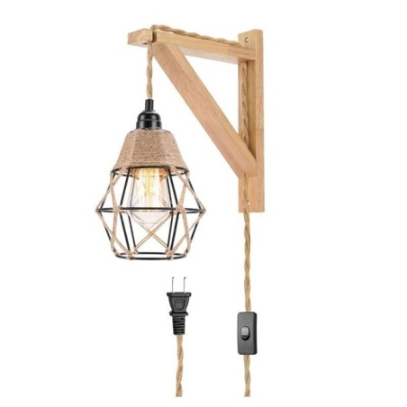 Hemp Rope Iron Art Wall Light American Pastoral Retro Wall Sconce With Plug Hemp Rope Iron Art Wall Light American Pastoral Retro Wall Sconce With Plug
