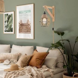Hemp Rope Iron Art Wall Light American Pastoral Retro Wall Sconce With Plug