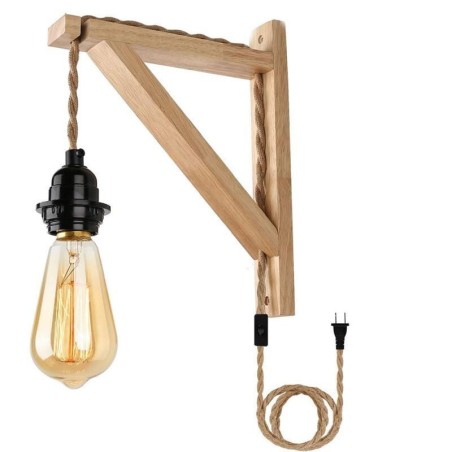 Solid Wood Wall Sconce American Pastoral Retro Hemp Rope Wall Light With Plug Solid Wood Wall Sconce American Pastoral Retro Hemp Rope Wall Light With Plug