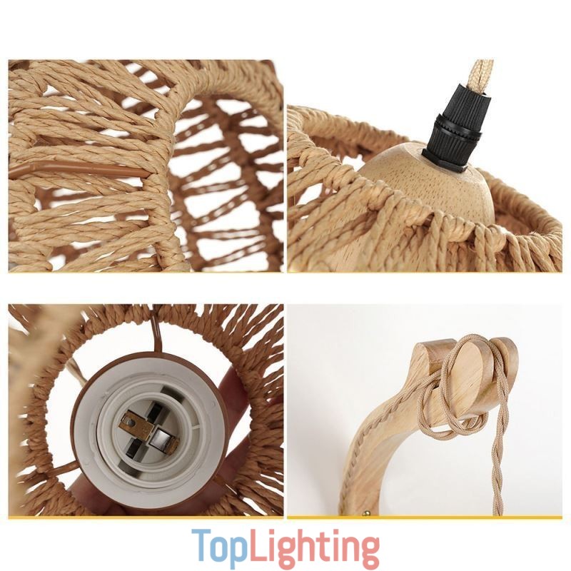 American Retro Wall Sconce 3M Hemp Rope Hanging Line Paper Rope Woven Lampshade