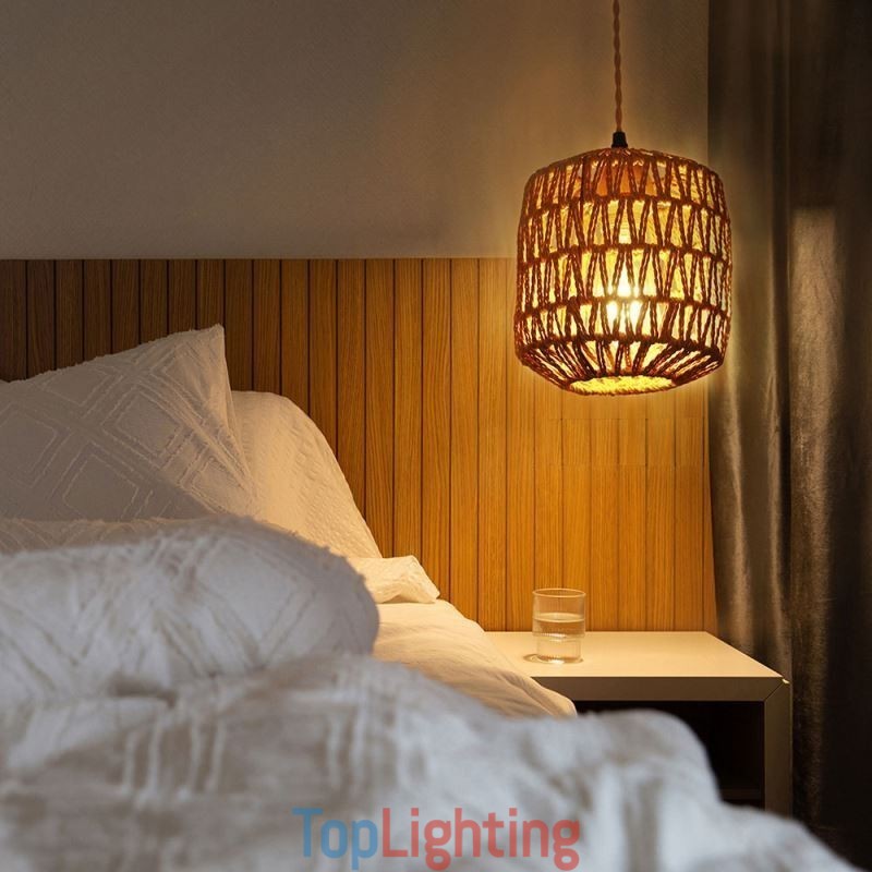 American Retro Wall Sconce 3M Hemp Rope Hanging Line Paper Rope Woven Lampshade
