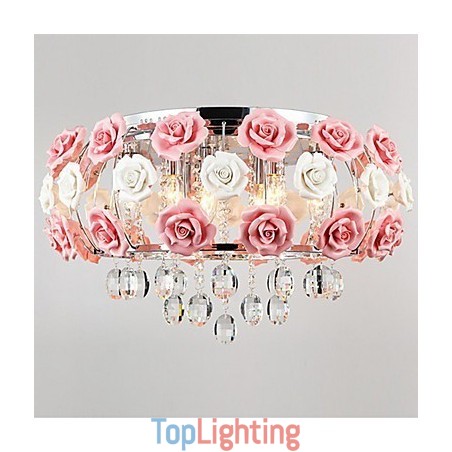 Country Crystal Electroplated Metal Flush Mount Country Crystal Electroplated Metal Flush Mount