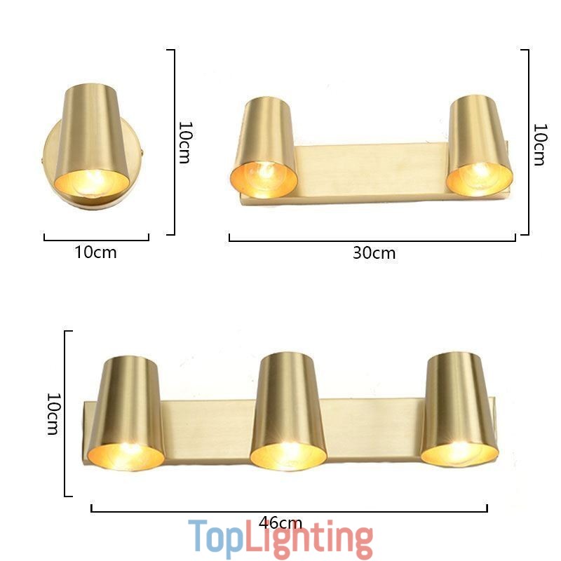 Nordic Brass Mirror Front Light Spot Wall Lamp
