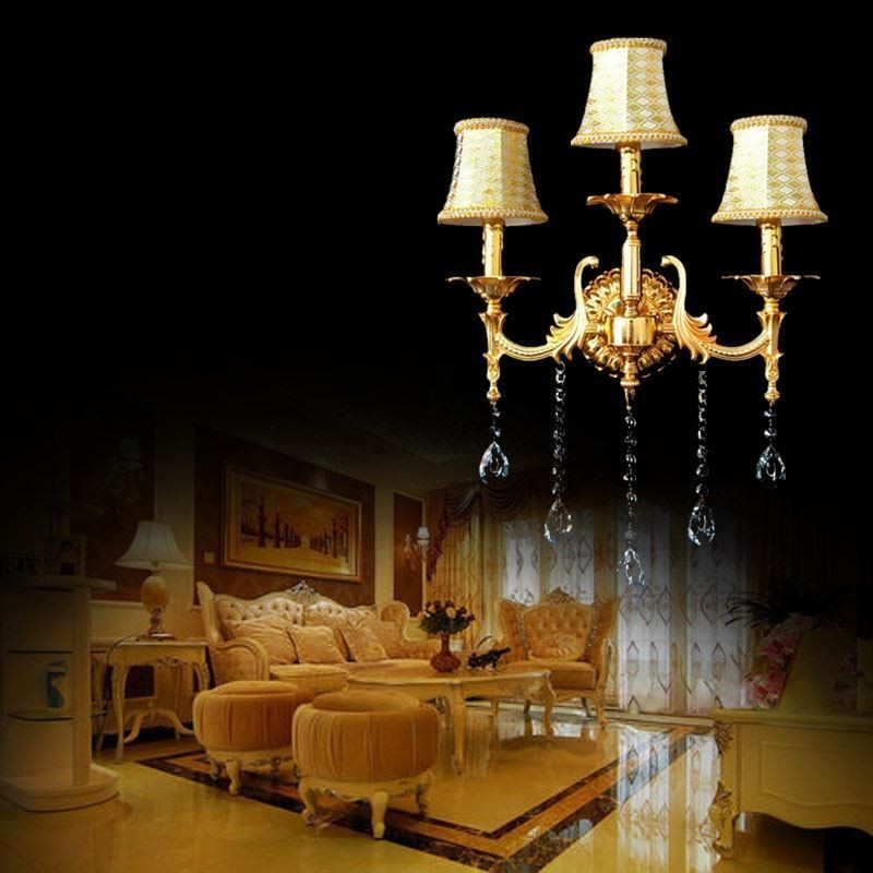 European Wall Lamp Luxurious Wall Sconce Crystal Drop Decoration Lamp Bedside Lighting