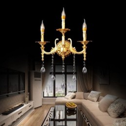 European Wall Lamp Luxurious Wall Sconce Crystal Drop Decoration Lamp Bedside Lighting