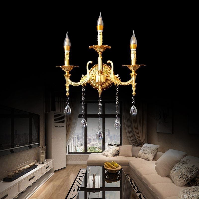 European Wall Lamp Luxurious Wall Sconce Crystal Drop Decoration Lamp Bedside Lighting