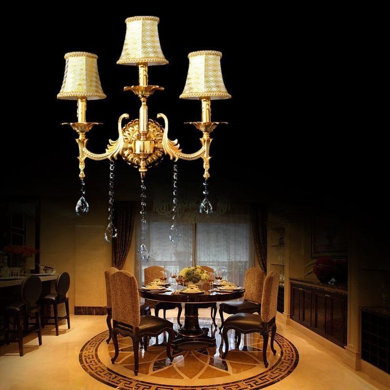 European Wall Lamp Luxurious Wall Sconce Crystal Drop Decoration Lamp Bedside Lighting