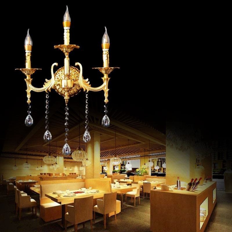 European Wall Lamp Luxurious Wall Sconce Crystal Drop Decoration Lamp Bedside Lighting