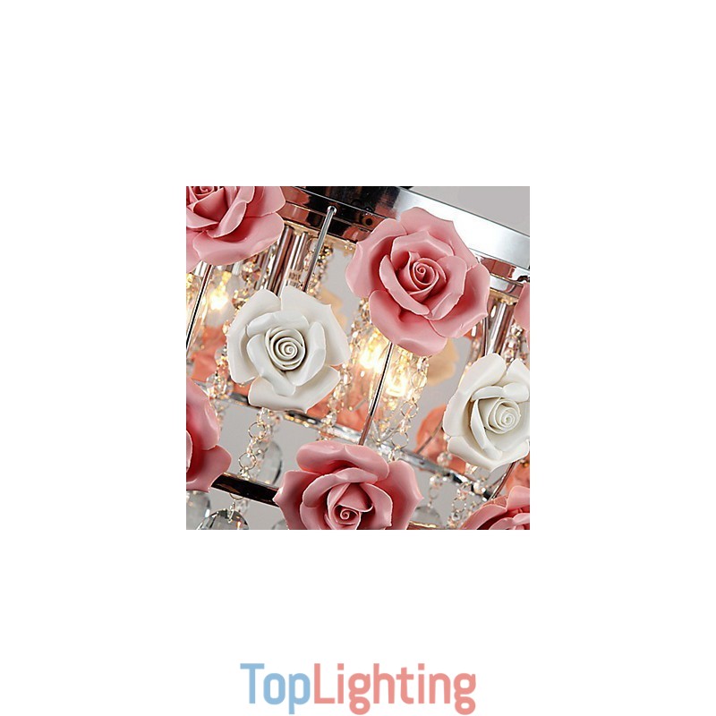 Country Crystal Electroplated Metal Flush Mount