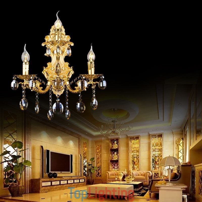 European Fashion Wall Lamp Luxurious Crystal Drop Wall Sconce Lighting