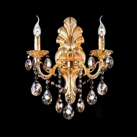 European Wall Lamp Golden Petal Wall Sconce Exquisite Crystal Drops Light Bedside Lighting European Wall Lamp Golden Petal Wall Sconce Exquisite Crystal Drops Light Bedside Lighting