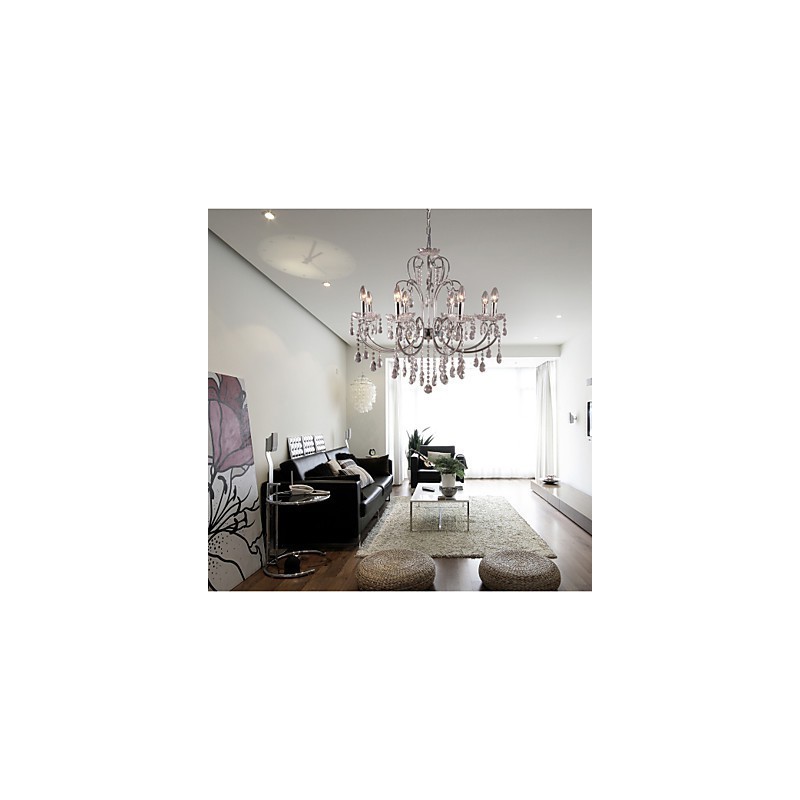 Traditional Classic Crystal Chrome Metal Chandelier