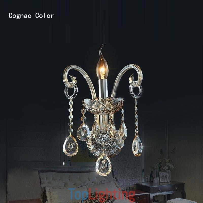 European Wall Lamp Amber Cognac Crystal Wall Sconce Simple Lamp Lighting