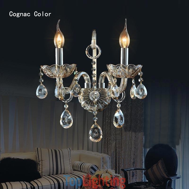 European Wall Lamp Amber Cognac Crystal Wall Sconce Simple Lamp Lighting