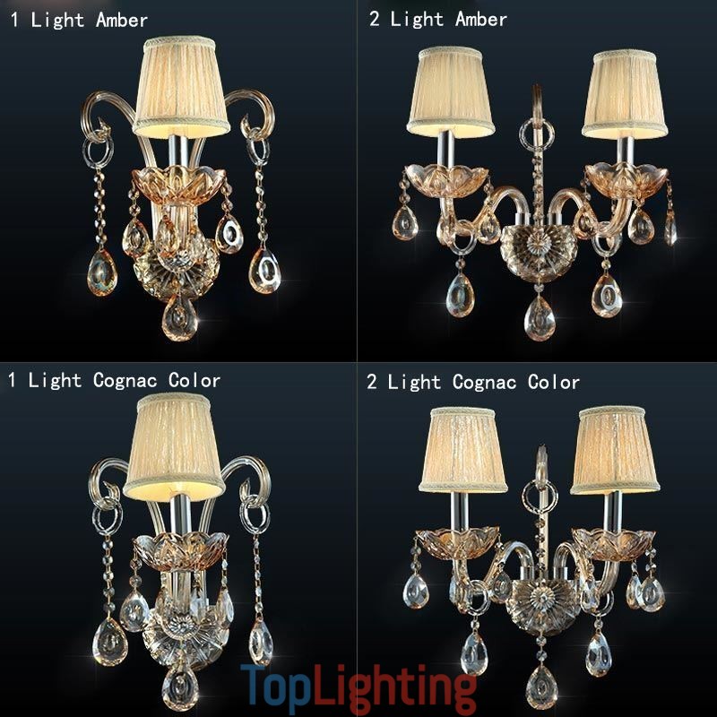European Wall Lamp Amber Cognac Crystal Wall Sconce Simple Lamp Lighting