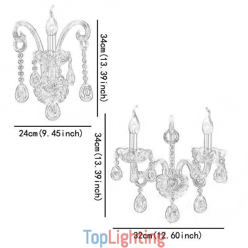 European Wall Lamp Amber Cognac Crystal Wall Sconce Simple Lamp Lighting