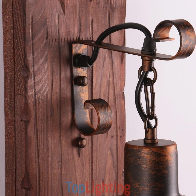 American Vintage Wall Light Industrial LOFT Wall Sconce Solid Wood Glass Lamp Light