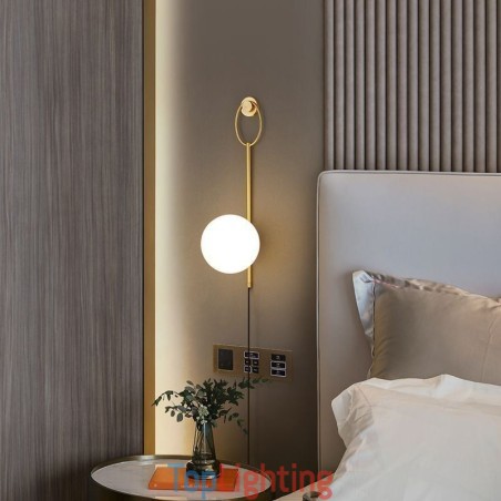 Modern Globe Wall Sconce Brushed Gold Glass Wall Light Modern Globe Wall Sconce Brushed Gold Glass Wall Light