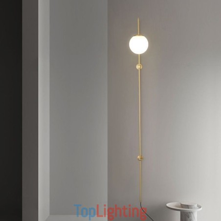 Modern Globe Wall Sconce Brushed Gold Glass Wall Light Modern Globe Wall Sconce Brushed Gold Glass Wall Light