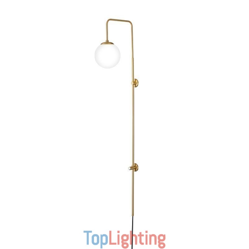 Modern Globe Wall Sconce Brushed Gold Glass Wall Light
