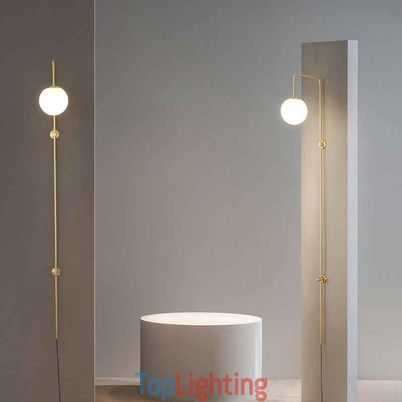 Modern Globe Wall Sconce Brushed Gold Glass Wall Light