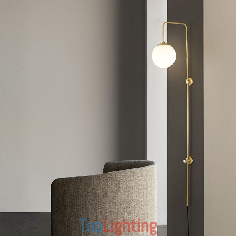 Modern Globe Wall Sconce Brushed Gold Glass Wall Light