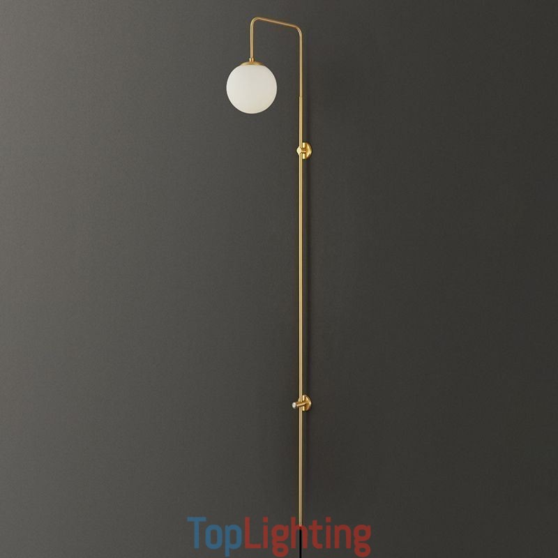 Modern Globe Wall Sconce Brushed Gold Glass Wall Light